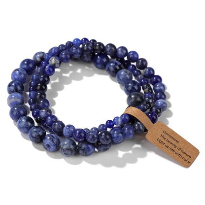 3pcs/set Natural Stone Beads Bracelet For Women Men 4 6 8 MM Indian Moss Agates Rhodonite Quartzs Jewelry Bracelet Gift Fashion