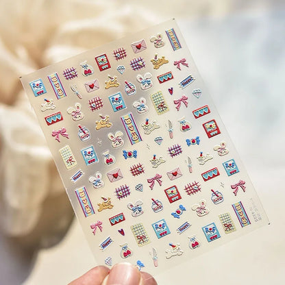 1/4pcs cute cartoon graffiti puppy party relief nail sticker dopamine  DIY  water cup  decorative nail accessory sticker
