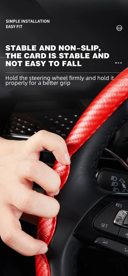 Universal Non-Slip Carbon Fiber Car Steering Cover Steering Wheel Booster Cover for Car Anti-skid Accessories