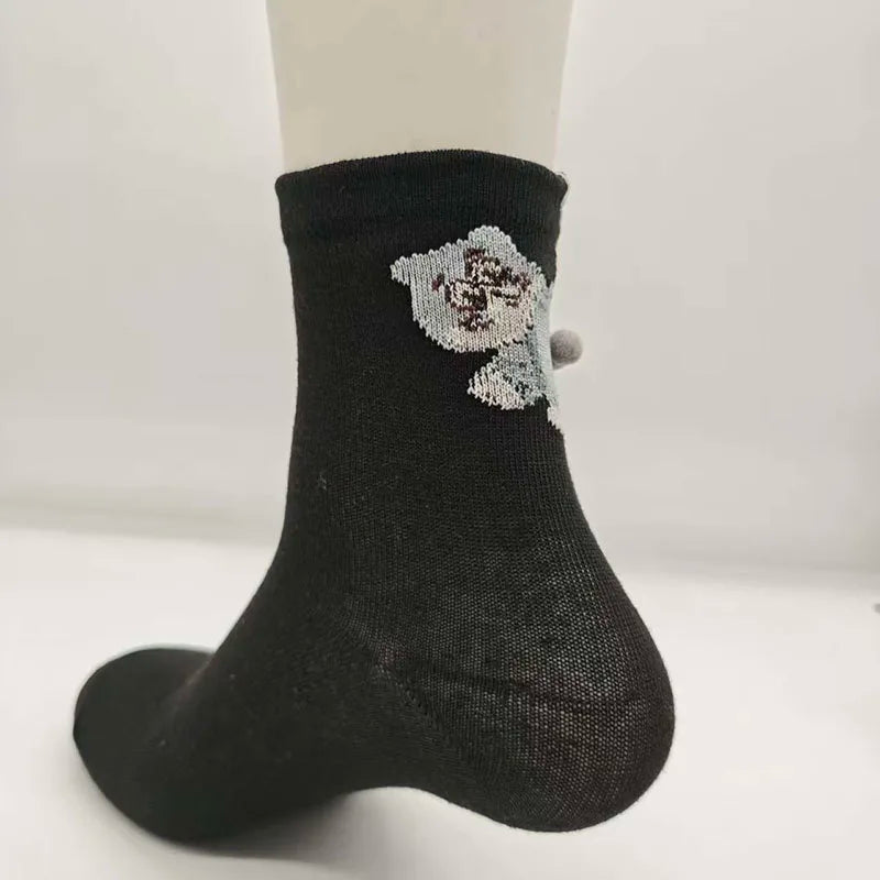 1/3 Pair Three-Dimensional Cat Printed Men female Mid Tube Socks Soft Comfortable Sweat Absorbing Breathable Casual Couples Sock