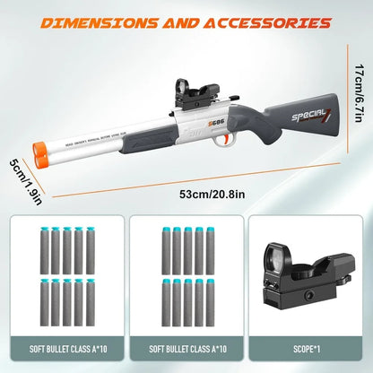 S686 Double Barrel Soft Bullet Toy Gun, Dual‑Shot Foam Dart Launcher with Sight Manual Loading Shooting Toy for Outdoor Game