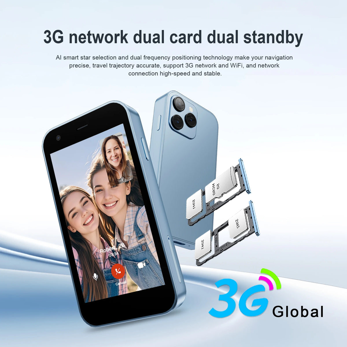 SERVO 15SE Mini Pocket Smartphone 3G WCDMA Dual SIM Android System 3.0" Display 2GB+16GB WiFi Hotspot GPS Face Unlock Bluetooth Play Store Type-C Camera Flashlight Small Palm Mobile Phones