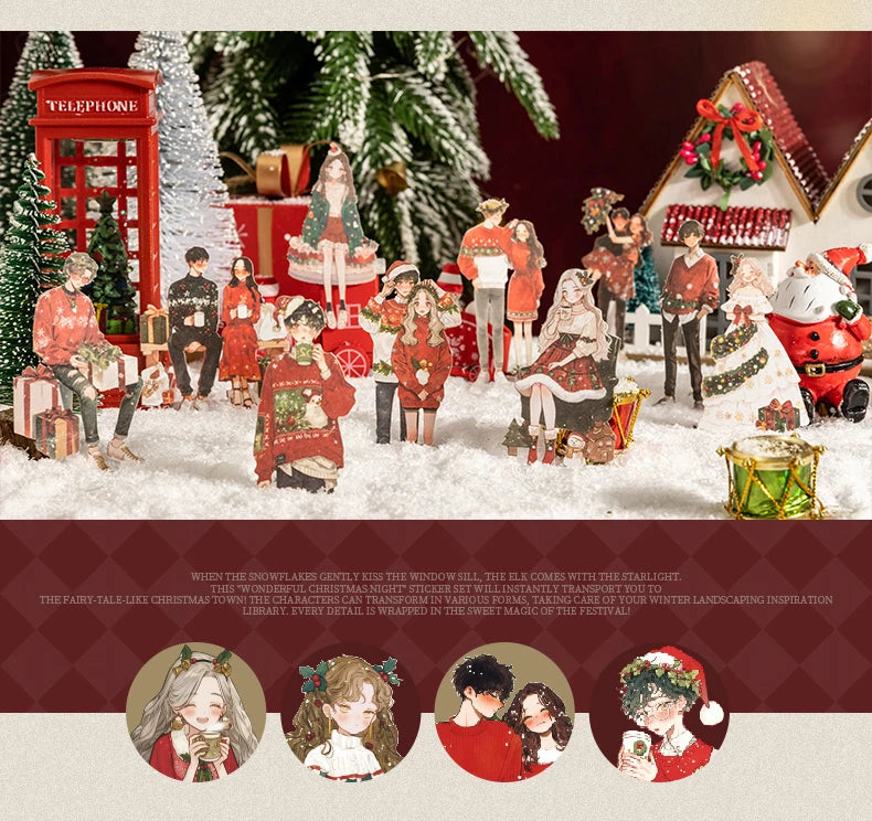 30sheets/pack Christmas Girl Stickers Aesthetic Stick Labels Decorative Diary Album Material Scrapbooking Supplies