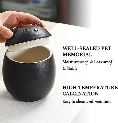 Always Remember Classic Souvenir Pet Cat Dog Ceramics Ashes Funeral Urn (4.7"*4.3"/Under 70 pounds/Black Cat)