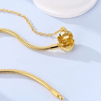 Original Bracelet 925 Sterling Silver Charm Bracelet 17-20CM Golden Heart Love Key Clover Bracelet Bangle Women Jewelry Gift