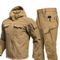 New Shark Shell Beetle Suit Winter Camo Fleece Lined Thickened Softshell Jacket Pants Set Plus Size Windproof Thermal Outdoor Ge