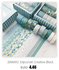 JIANWU 8pcs/set Retro Solid Color Basic Decoration Washi Tape Set DIY Scrapbook Cute Sticker Kawaii Masking Tape School Supplies