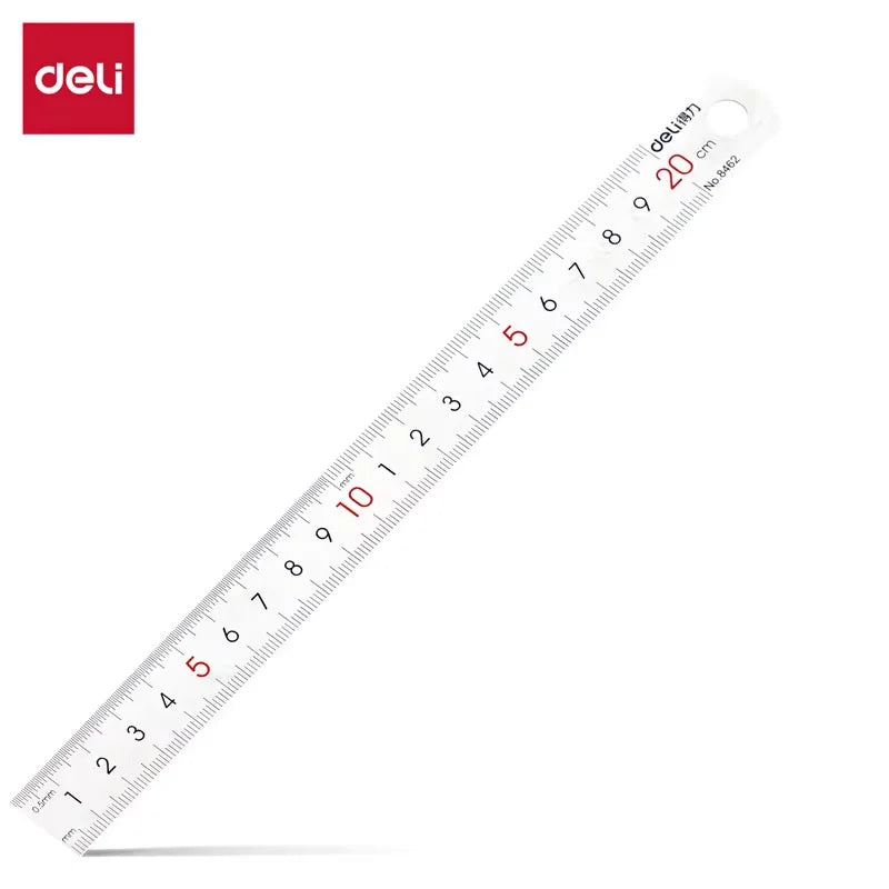 DELI Metal Ruler Precison Clear Marking Craft Wood Working Draft Measure Tool