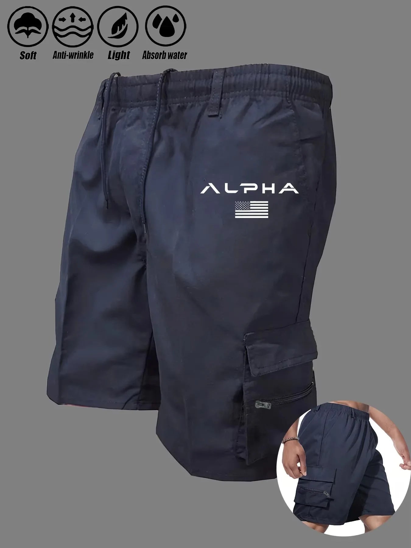 American Flag Printed Cargo Shorts Independence Day Eagle Shorts Summer Cargo Work Camping Multi-pocket Short Pants Streetwear