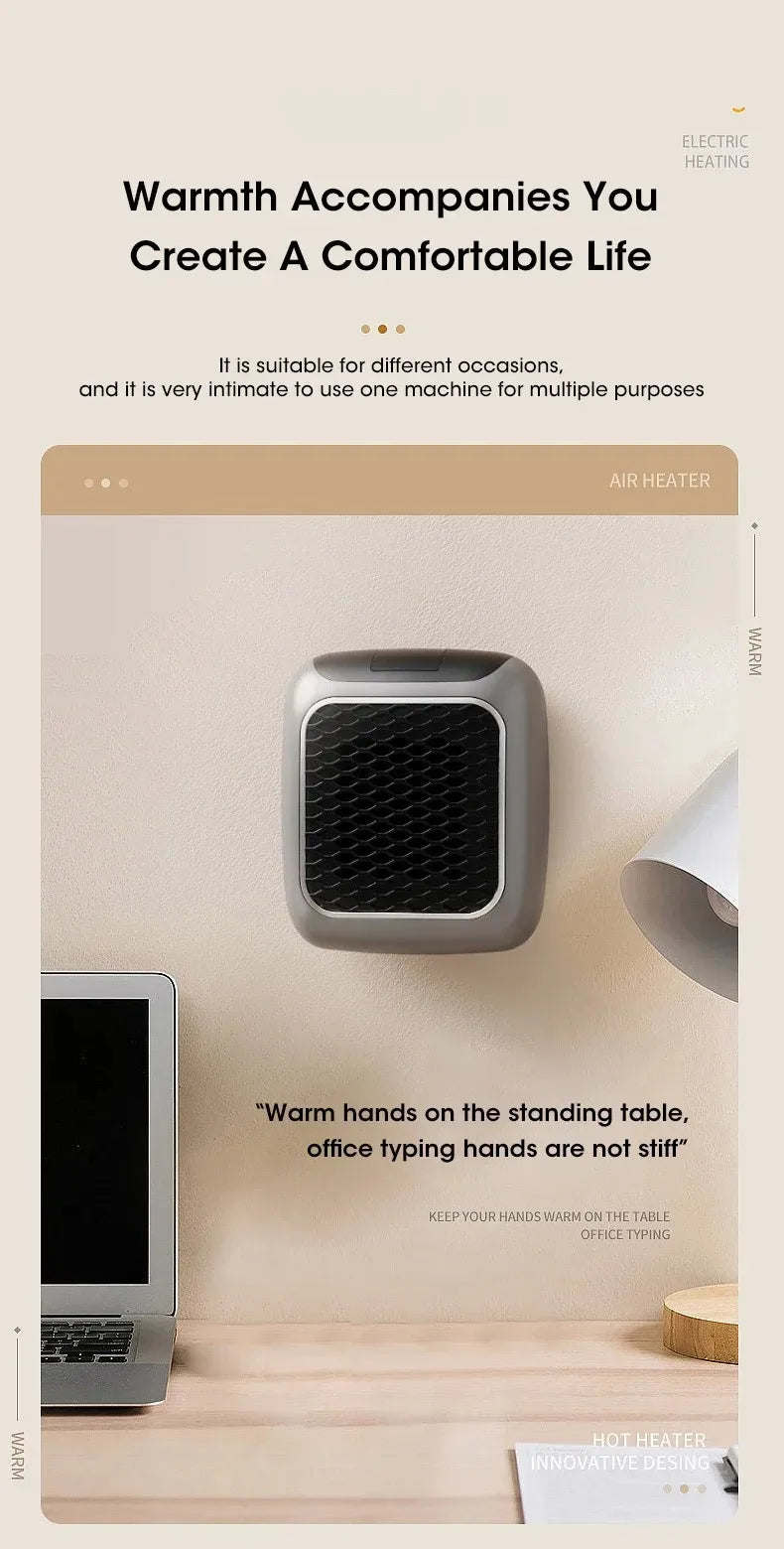 500W Electric Heater Wall-mounted Warm Air Blower Mini Hot Air Blower Plug-in Radiator With Remote Control Electric Hot Fan