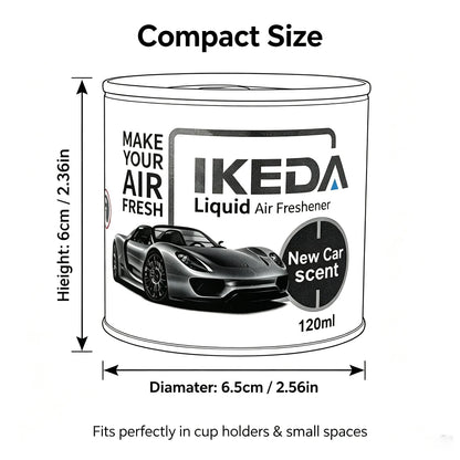 IKEDA 120ml Liquid Air Freshener with New Car Scent, Powerful Deodorizer for Car, Removes Cigarette Pet Odors, Continuous Freshn