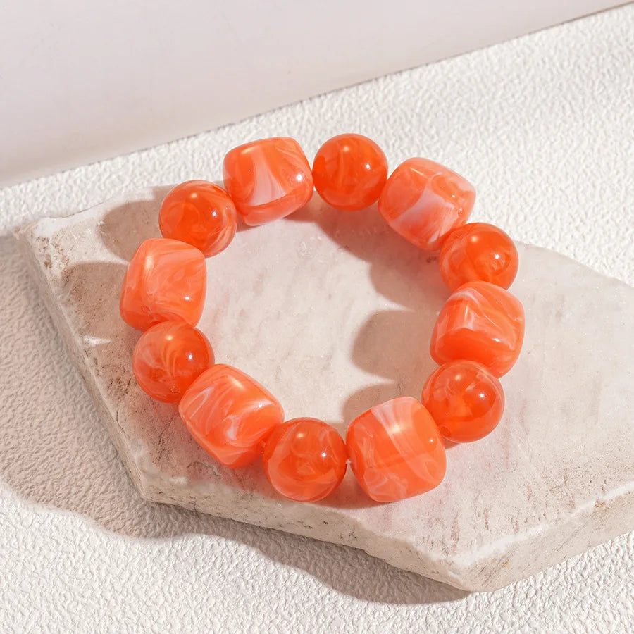 Acrylic Irregular Square Round Beaded Bracelet Bangle for Women Imitation Stone Chain Bracelet Hand Accessories Couple Gifts K
