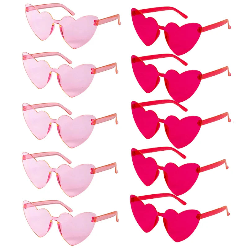 6/8/10/12pcs Wedding Bridal Shower Sunglasses Pink Red Heart Glasses Bride To Be Bridesmaid Gifts Bachelorette Hen Party Decors