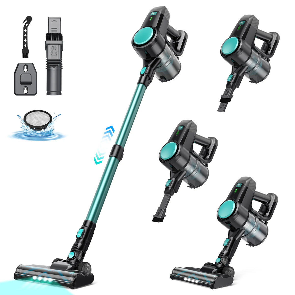 N3T Cordless Stick Vacuum 6 in 1 Handheld Vacuum Cleaner with LED Brush 40 Mins Runtime Self Standing for Pet Hair Hard Floor Carpet
