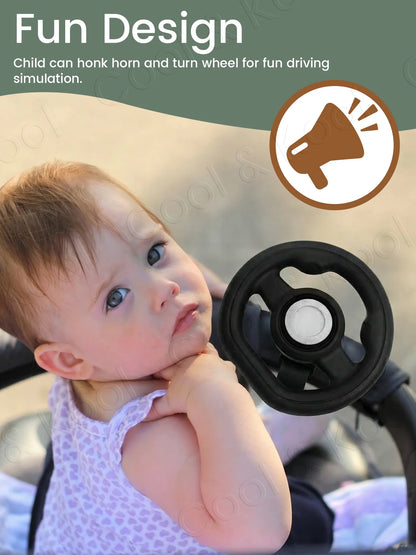 Stroller Steering Wheel  Fun Honking & 360° Rotation to Engage & Calm Fussy Riders, Easy-Attach Design