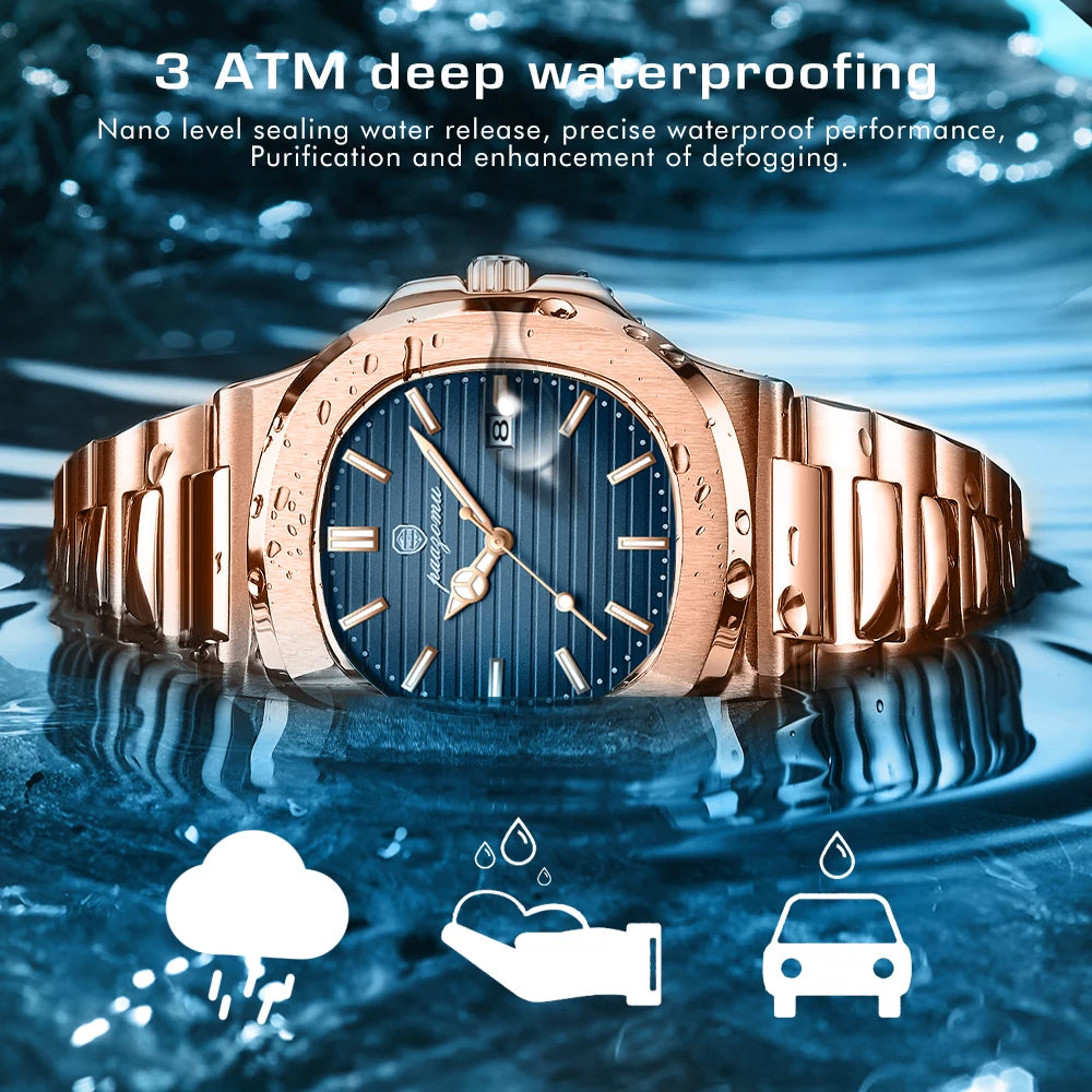 2026 New For Men Fashion Brand Male Watch Waterproof Luminous Stainless Steel Watches  Date Week Casual Quartz Men's Clock Reloj