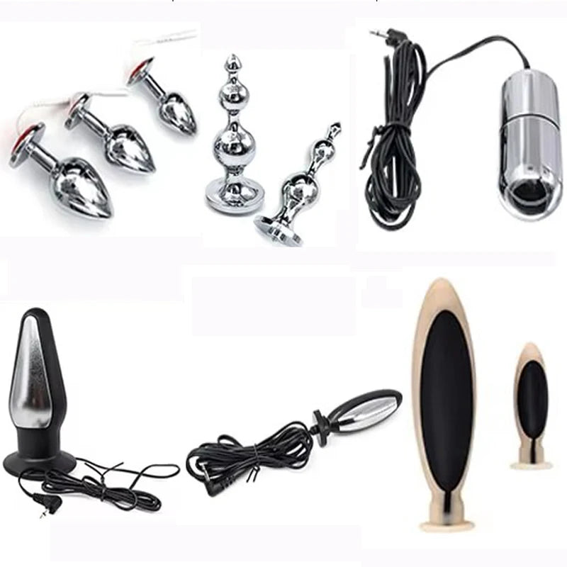 Electro Shock Anal Vaginal Plug Jump Egg Dildo Butt Plug Stimulator E-Stim Prostate Massager Electricity Accessory BDSM Sex Toy
