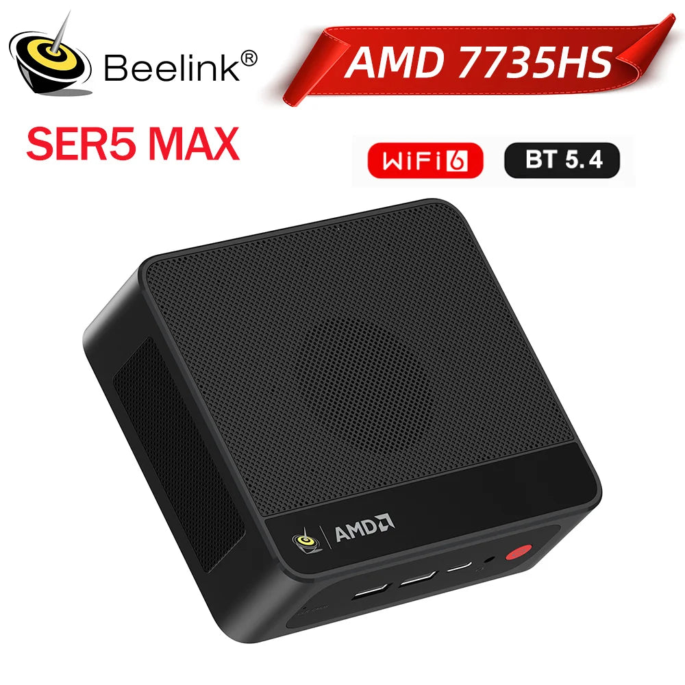 Beelink SER5 Max AMD Ryzen7 7735HS R3 3200U R5 5500U 5625U 16G RAM 500G SSDNVME Mini PC Suppor 4K Type-C Gaming Desktop Computer