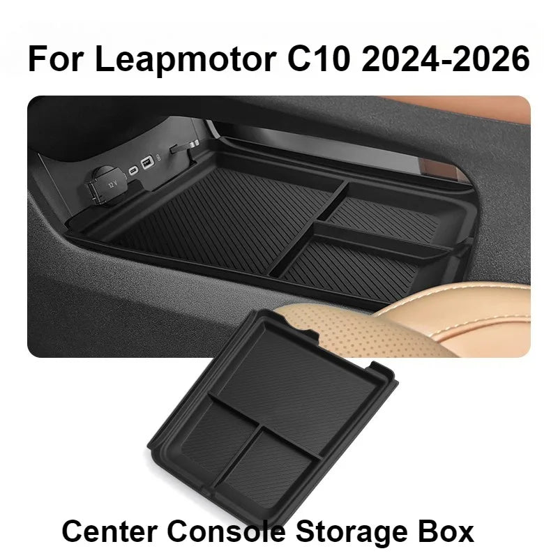 For Leapmotor C10 2024-2026 Center Console Lower Storage Box Armrest Storage Tray Organizer Auto Case Car Interior Accessories