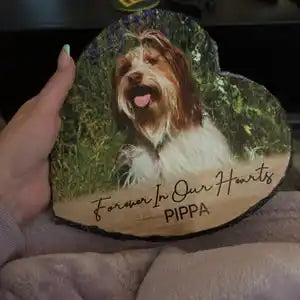 Personalized Pet Photo Name Slate Memorial Stone Custom Engraved Grave Marker Dog Loss Remembrance Keepsake Gift Souvenir
