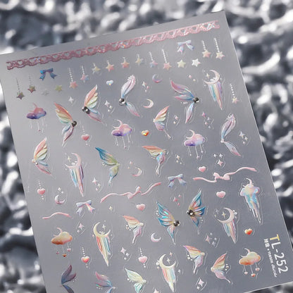 1pcs 5D Star Moon Nail Stickers Kawaii Pink Retro Bronzing Nail Art Sticker Decorations Decals DIY Adhesive Slider Accessories