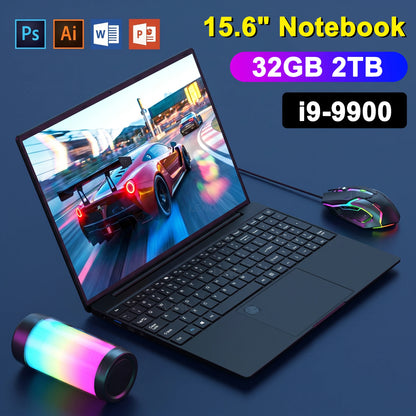 LENO 15.6" Laptop 32GB 2TB Windows 11 Intel Core i9-9900 Gaming Computer PC  Gamer office Ultra Slim Fingerprint UnIock Notebook