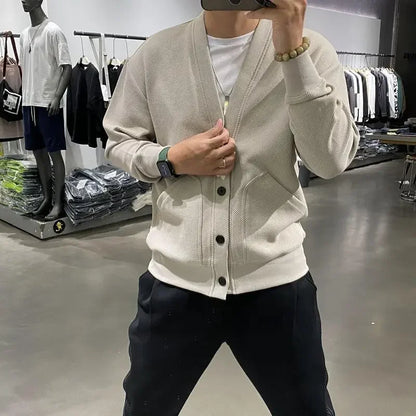 Men's Clothing Icon V Neck Cardigan Knit Sweater Male with Pockets Jumpers Tops Best Selling Products 2025 New in Knitwears A X