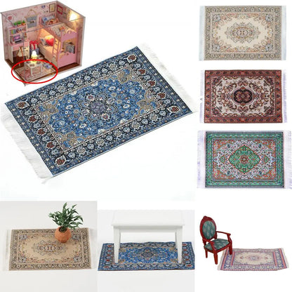 Turkish Style Miniature Weaving Rug Playing House Floor Coverings Dollhouse Carpet  1:12 Scale Doll Accessories