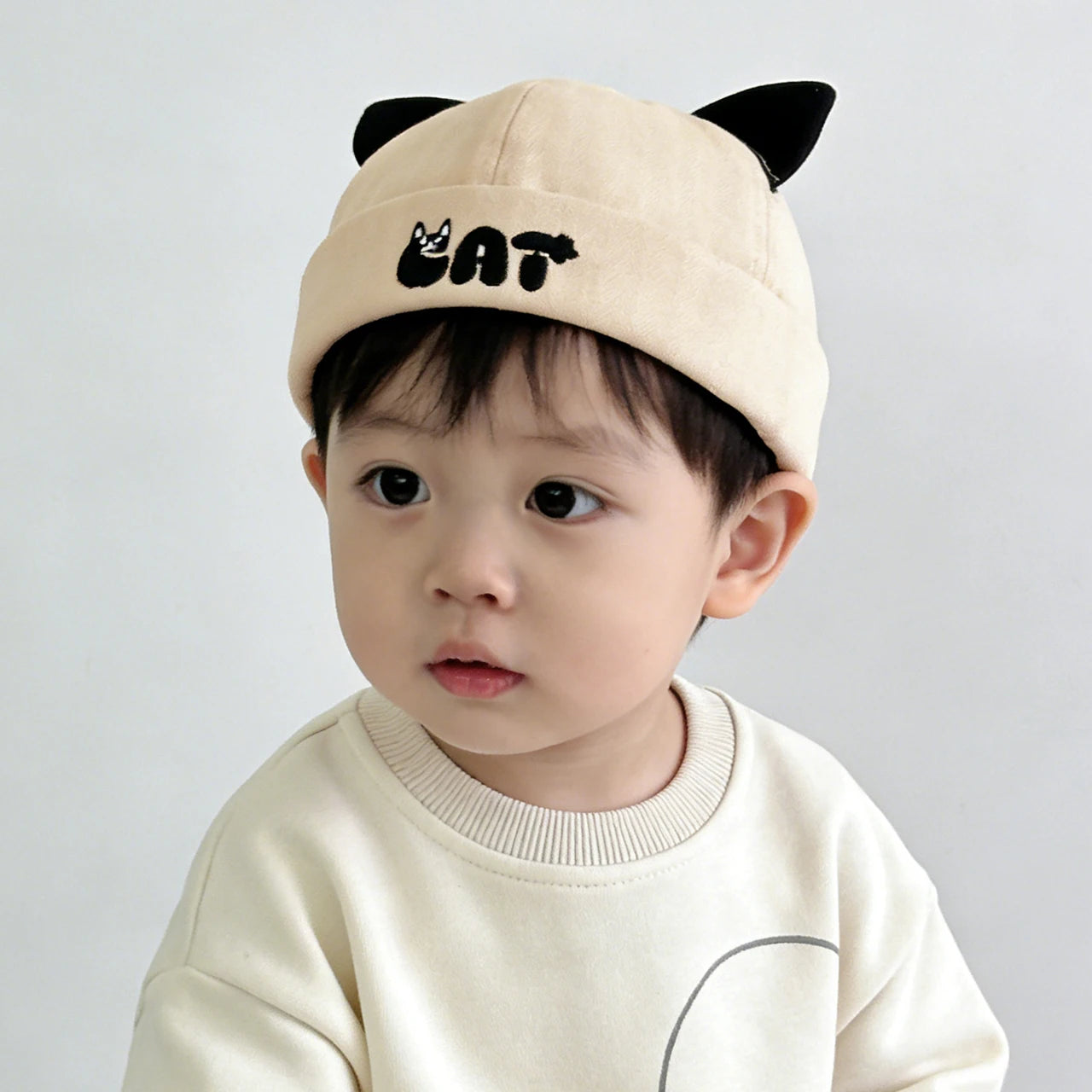 Cute Cat Ear Baby Docker Hat Cartoon Solid Color Toddler Brimless Cap Boy Girl Beanies Summer Cotton Kids Melon Landlord Hats