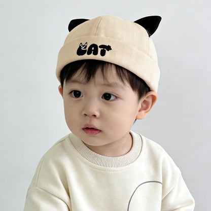 Cute Cat Ear Baby Docker Hat Cartoon Solid Color Toddler Brimless Cap Boy Girl Beanies Summer Cotton Kids Melon Landlord Hats