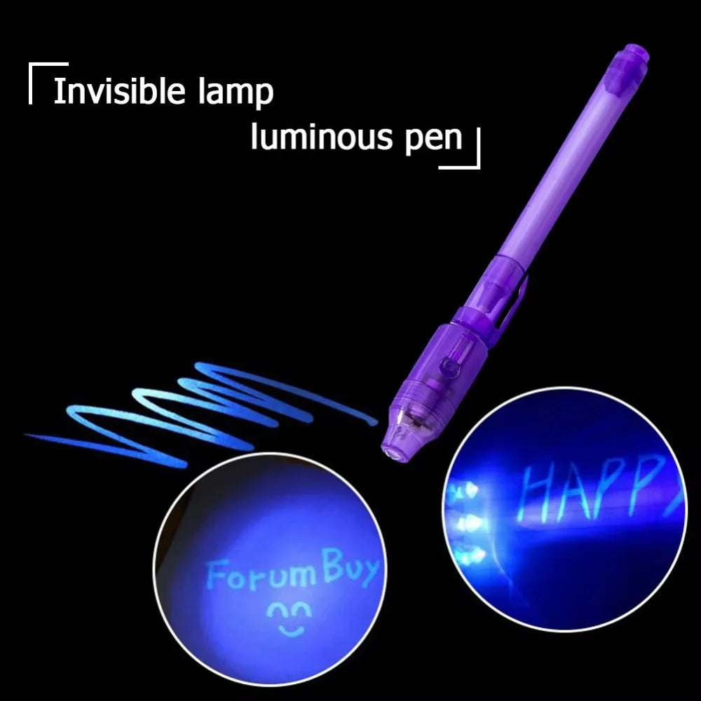 5Pcs 2 in 1 Luminous Light Invisible Ink Pen with UV Light Check Money Light Toy Kids Drawing Secret Magic Pens Fluorescent Pen