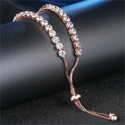 Adjustable Colorful Birthstone Tennis Bracelets for Women 4MM Crystal Bangle Female Hand Chain Trend Jewelry Accessories H133