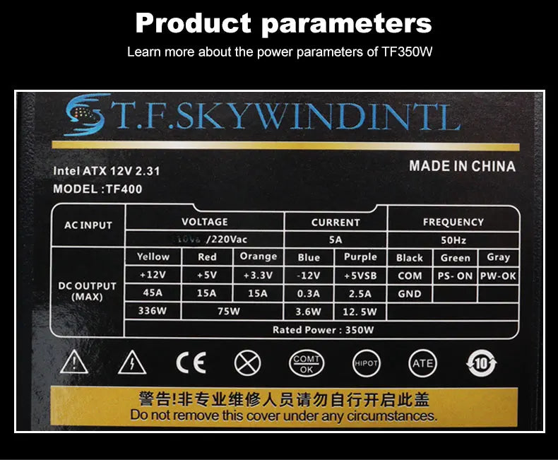ONLY 220V Flex ATX 350W Power Supply Fully Modular PSU Full Voltage 220V AC Full Power for POS AIO System Desktop Gaming Power