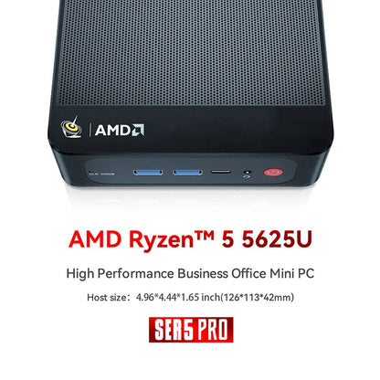Beelink SER5 Max AMD Ryzen7 7735HS R3 3200U R5 5500U 5625U 16G RAM 500G SSDNVME Mini PC Suppor 4K Type-C Gaming Desktop Computer