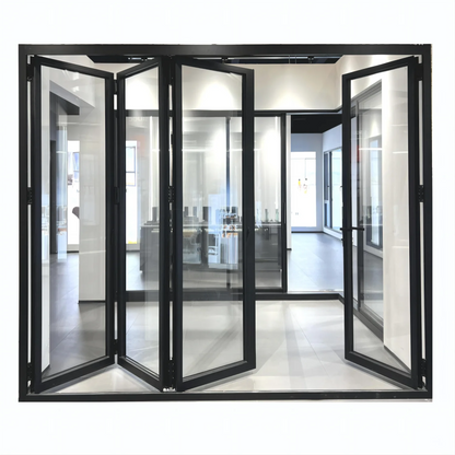 Sixinalu Folding Door Thermal Break Aluminum Profile Alloy Frame Sliding Accordion Door Custom Double-glazed Tempered Glass