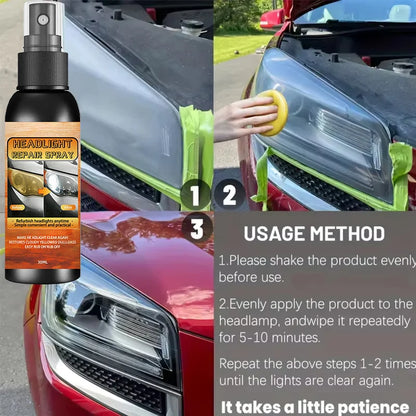 Car Headlight Coating Spray Liquid Car Light Cleaner And Restorer UV Resistant Long Lasting Head Light Coating Spray