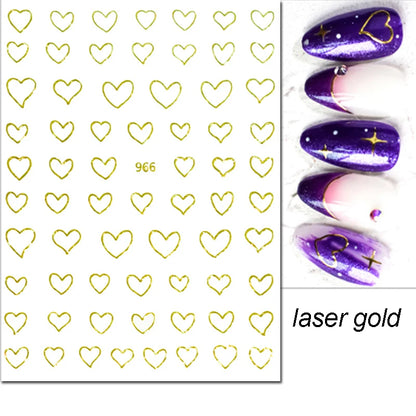 3d Nail Art Stickers Red Black White Love Hearts Stars Clouds French Full Tips Adhesive Nail Decals Slider For Manicure