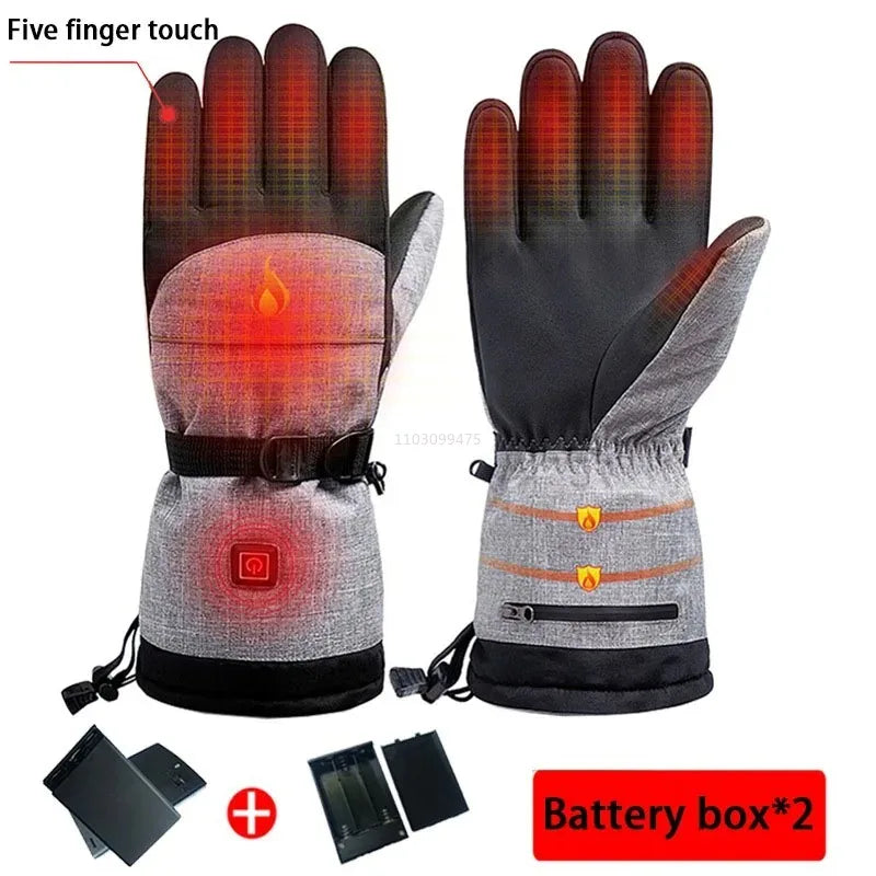 Men Electric Heated Skiing Gloves Smart Electrical  Winter Warm with Battery Case Gloves Touch Screen Electric Heated Equipment