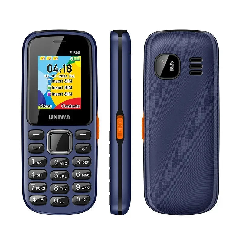 UNIWAE1808 Feature Phone 3 SIM Card 3 Standby Wireless radio Flashlight High volume for Elder 2G Keypad Mobile Phone