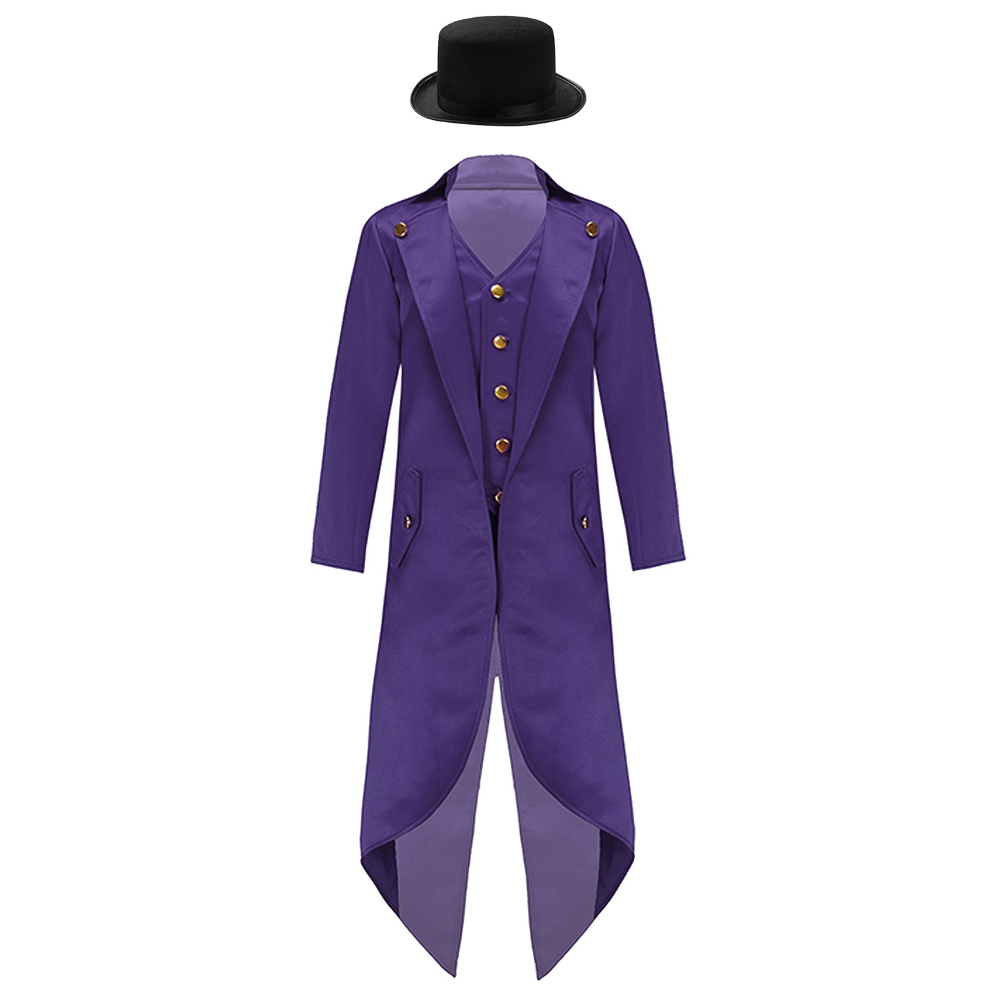 Kids Boys Vintage Steampunk Tailcoat Jacket Halloween Costume Gothic Medieval Clothes Court Uniform Magician Ringmaster Cosplay