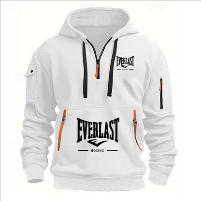 Fashion autumn and winter men's brand clothing multi-zipper design printed hoodie casual sweatshirt loose hooded jumper
