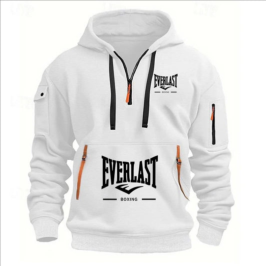 Fashion autumn and winter men's brand clothing multi-zipper design printed hoodie casual sweatshirt loose hooded jumper