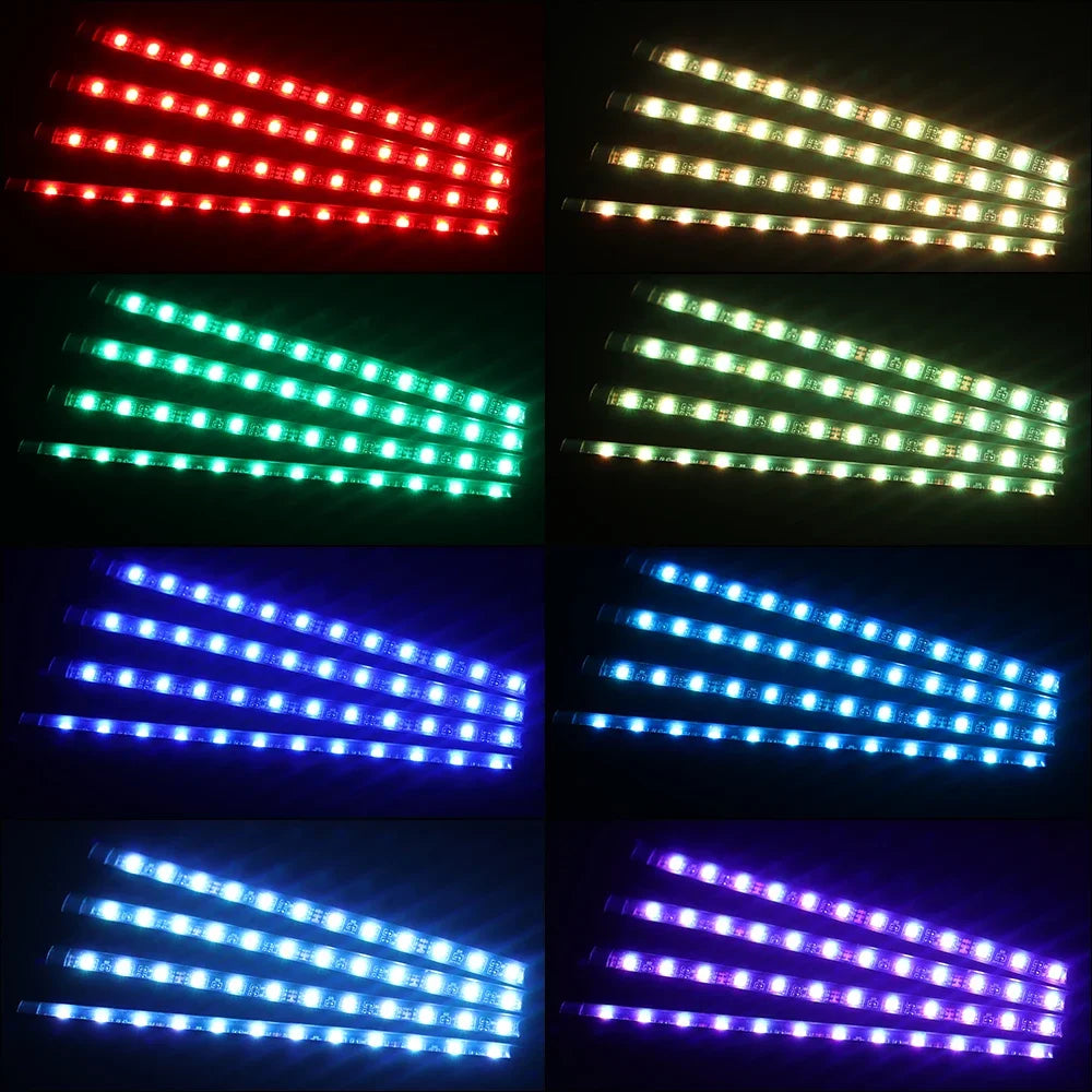 Neon Car Interior Ambient Foot Light with USB Wireless Remote Music App Control RGB 48 LED Atmosphere Decorative Lamp