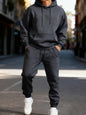 Man's Hoodie Set Winter Solid Color Two Pices Sets Long-Length Street Clothes Casual Sports Sweatpant Hoody Unisex Fashion Suit