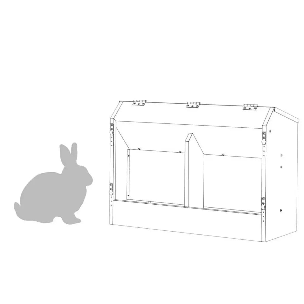 Rabbit Feeder Hay Rack And Feeding Trough, Galvanized Steel, For Hutch Cage And Pet Enclosure Daily Feeding, Silver, 64.5 X 25.5 X 45.5 Cm