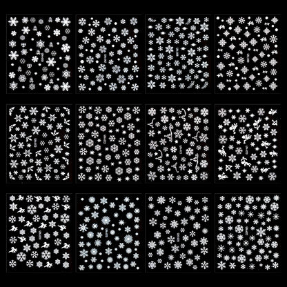 30 Sheets Christmas Nail Art Stickers Self Adhesive 3D White Snowflake Nail Decals Xmas Nail Supplies Christmas Manicure Sliders