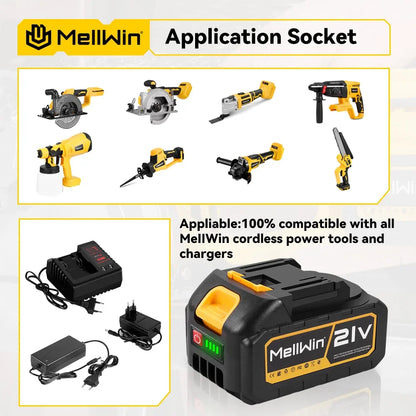 MELLWIN 6 Inch Cordless Electric Chain Saw Garden Mini Pruning saw Woodworking Electric Cutting Saw For Makita 18V Battery Pin