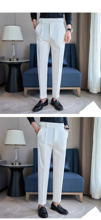 Business Casual Men's Suit Pants Breathable Versatile Korean Style Lightweight Luxury West Pants for Office Work Slim Fit