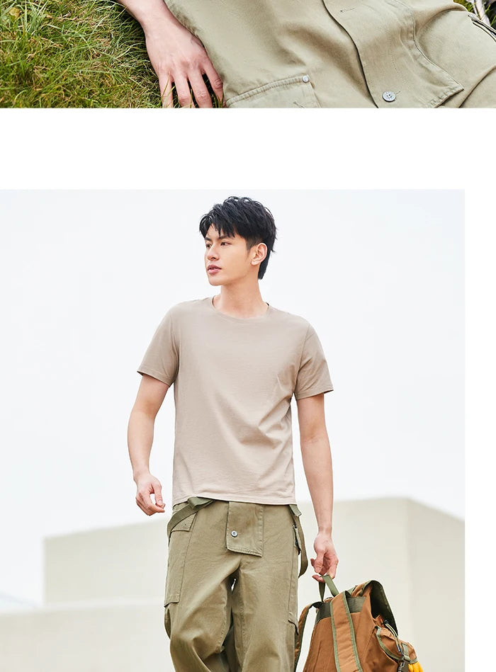 Semir Short Sleeve Men T-Shirt Cotton 2026 Summer New Man Clothing Thin And Versatile T Shirt Couples Solid Color Tops