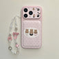 Polkadot Leather Funny Miffy Rabbit phone case for iPhone 15 Pro 14 13 16 Max 17 Pro Max Cover With Chain Cute Cartoon Cases Cap